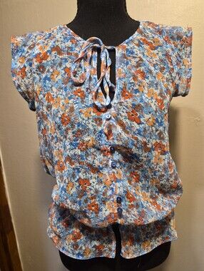 Zara TRF Women's Floralsheer With Lace Blouse Size S
